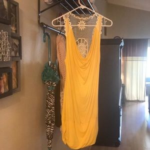Yellow Tank Top with Lace Detailing Size Medium